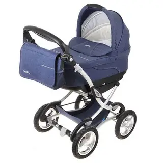 Коляска Baby 2 в 1: люлька, прогулочный блок, цвет джинсовый