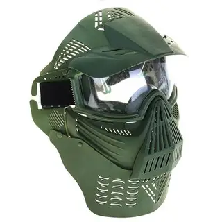 Маска для страйкбола KINGRIN Tactical gear full face mask include protect neck glass vertion (OD) M