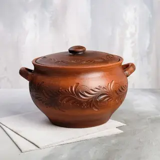 Жаровня "Резная", декор, красная глина, 6 л