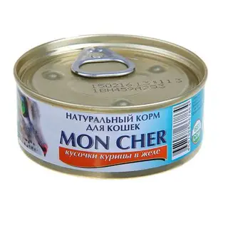 Влажный корм "Mon Cher" для кошек, кусочки курицы в желе, 100г