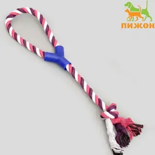Игрушка канатная «Узел с ручкой», до 100 г, до 42 см, микс цветов
