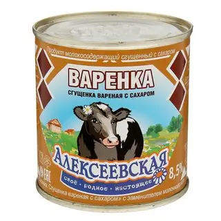 Сгущенка вареная с сахаром Варенка 8,5% ТМ "Алексеевское", 370 г