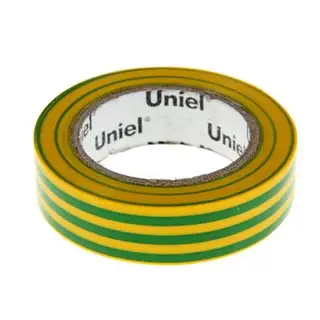 Изолента Uniel, 15 мм х 10 м, 0.135 мм, набор 10 шт., цвет желто-зеленый