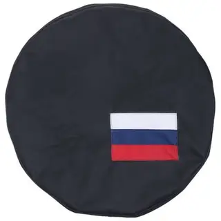 Чехол запаски, размер R 16-17, флаг России маленький, фон черный