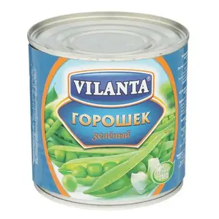 Горошек зеленый ТМ VILANTA (ГОСТ), 400Г Ж/Б