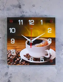 Часы настенные интерьерные «Кофе», серия: Кухня, бесшумные, 25×25 см