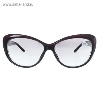 Очки "Бабочки", пластик, линза тонированная, цвет чёрно-красный, -1,5 дптр, 62-64мм