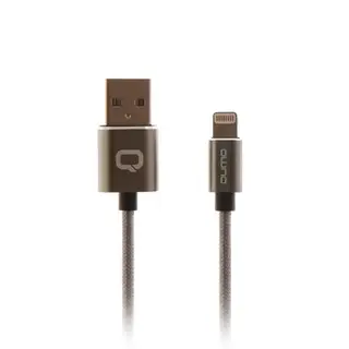 Кабель Qumo, Lightning - USB, в текстильной оплетке, 2.4 А, 1 м, темно-серый