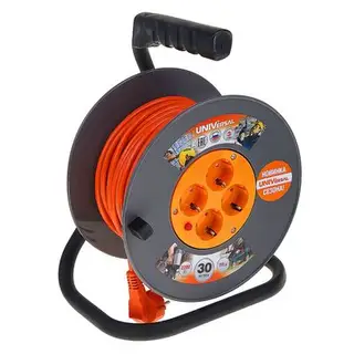 Удлинитель на катушке UNIVersal ВЕМ-250, 4х30 м, с з/к, ПВС 3х0.75, розетки с защ. штор