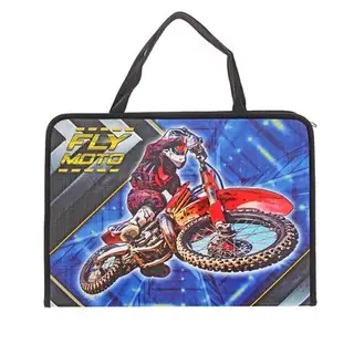 Папка для труда А4 с ручками, молния вокруг, картон ПТР-8 Moto Cross