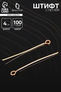 Штифт с петлёй СМ-1087, 4 см, (набор 100 г), цвет золото
