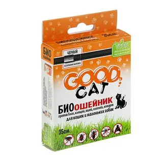 Биоошейник антипаразитарный Good Cat для кошек от блох и клещей, черный, 35 см