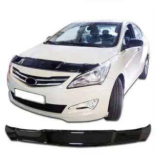 Дефлектор капота Hyundai Solaris I рестайлинг 2014-2017, Classic, черный
