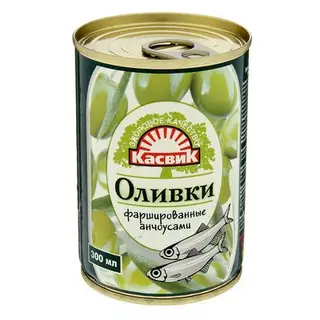 Оливки фаршированные Анчоусом ТМ "КАСВИК",280 г