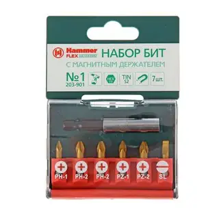 Набор бит Hammer Flex 203-901, PB set №1 (7 pcs) Ph/Pz/Sl, 7 шт
