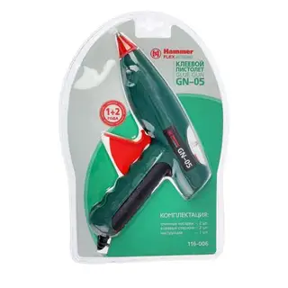 Клеевой пистолет Hammer Flex GN-05, 80 (20) Вт, 20 г/мин насадки, стержни 11.2 мм