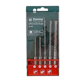 Набор буров Hammer Flex 201-901, DR SDS+ set №1 (5 pcs) 5/6 X 110, 6/8/10 X 160