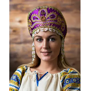 Кокошник "Виктория", цвет фиолетовый, виды МИКС