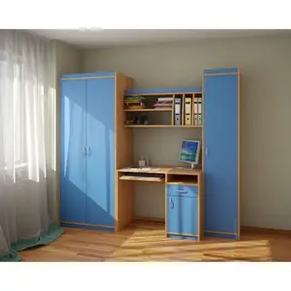 Стенка Юность М1 2216х1950х590 Бук бавария+голубой