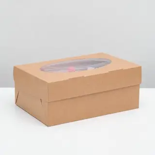 Упаковка на 6 капкейков, крафт, 25 х 17 х 10 см