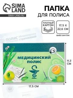 Папка для медицинского полиса «Фрукты», 17.5×11.3 см