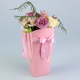 Пакет для цветов розовый, 32 х 15 х 13 см