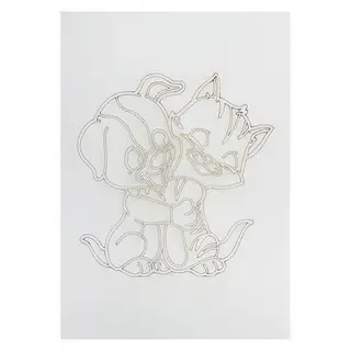 Трафарет "Котёнок с щенком" А4