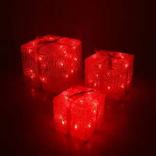 Фигура акрил. "Подарки кубы" 15х20х25 см, 54 LED, 220V, КРАСНЫЙ