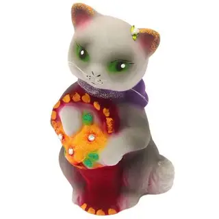 Копилка "Кошка с корзинкой" флок, серая