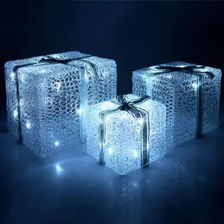 Фигура акрил. "Подарки кубы" 15х20х25 см, 54 LED, 220V, БЕЛЫЙ
