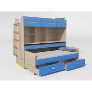Кровать 2х ярусная № 2 1900х750х1700 Дуб молочный/Синий
