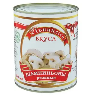 Шампиньоны резаные Принцесса Вкуса, 850 мл