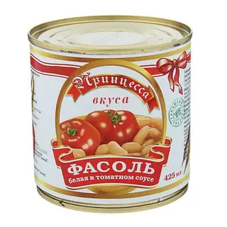 Фасоль белая в томатном соусе ТМ "Принцесса вкуса", 425 мл