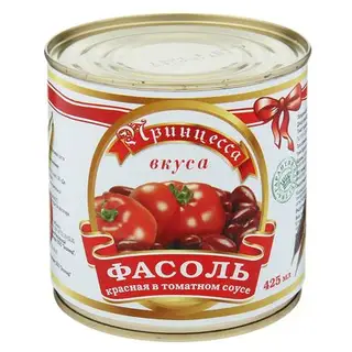 Фасоль красная в томатном соусе ТМ "Принцесса вкуса", 425 мл