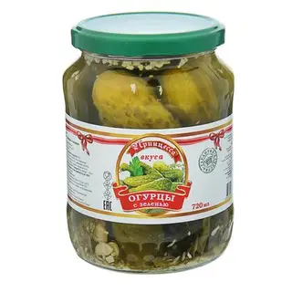 Огурцы консервированные с зеленью ТМ "Принцесса Вкуса", 720 мл
