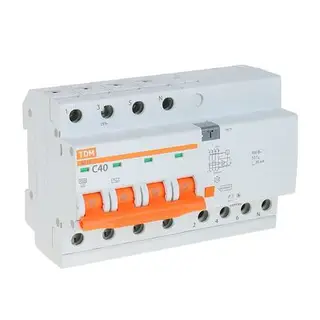 Дифференциальный автомат TDM АД14, 4п, 40 А, 30 мА, SQ0204-0039