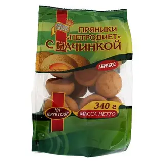 Пряники "Петродиет" с начинкой на фруктозе "Абрикос", 340 г
