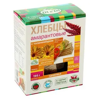 Хлебцы амарантовые "Di&Di"с топинамбуром, без глютена, 195 гр