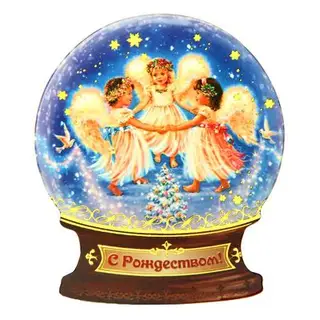 Магнит в форме снежного шара "С Рождеством! Хоровод ангелов"