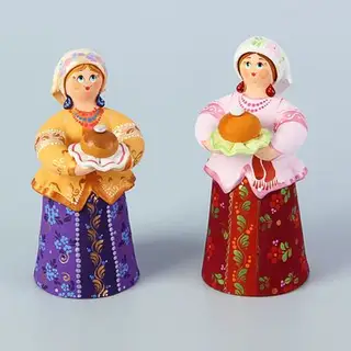 Ковровская глиняная игрушка «Барышня с ×лебом и солью» микс