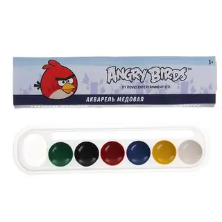 Акварель медовая 6 цветов Angry Birds, без кисти