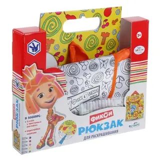 Сумка-рюкзак "Фиксики" для раскрашивания + маркеры