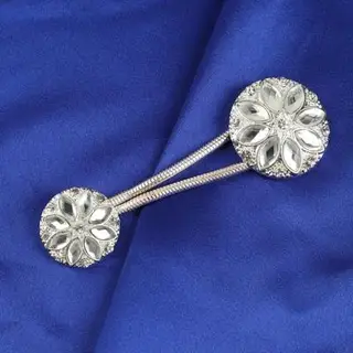 Декоративная застёжка, d = 2,5/3 см, цвет серебряный