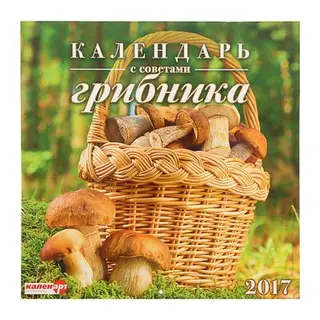 Календарь на скрепке 30х30 см "Календарь грибника