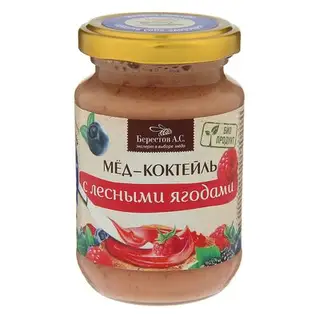 Берестов Мёд-коктейль с лесными ягодами, стеклянная банка, 210 гр