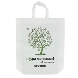 Эко - пакет с петлевой ручкой "Пора меняться", 43,8 х 42 х 5 см, белый