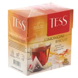 Чай Tess пирамидки Limoncini Biscuit, black tea, 20п*1,8 гр