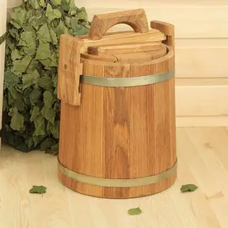 Кадка дубовая, 5л, нержавеющий обруч, с крышкой