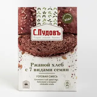 Хлебная смесь «Ржаной хлеб с 7 видами семян», 500 г, «С. Пудовъ»