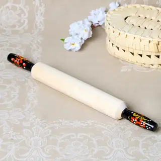 Скалка деревянная с ручками «Хозяюшка», 43×3.7 см, хохлома, ручная роспись, МИКС